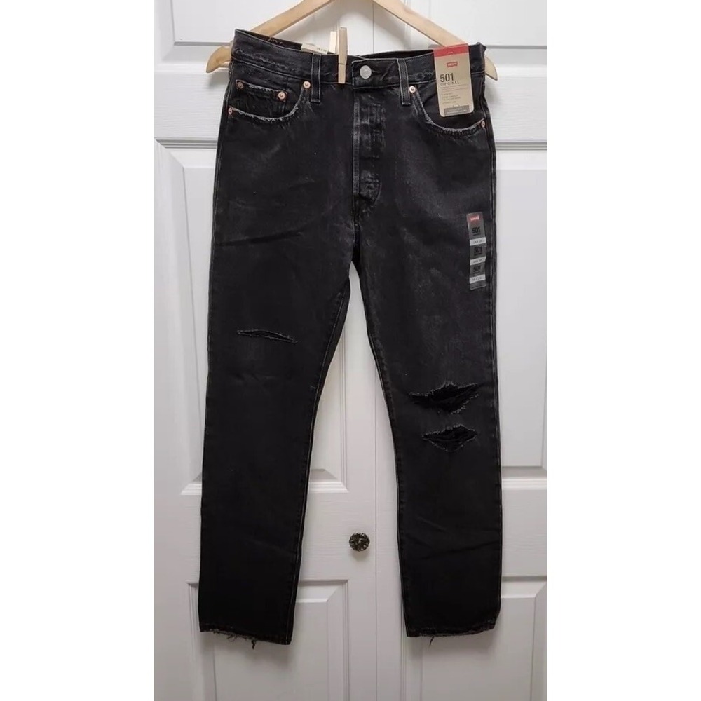 Levis 501 distressed button fly straight leg jeans NEW